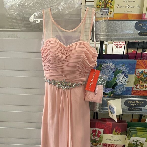 NWT Dancing Queen 9541 Chiffon Evening Dress Blush size S - Picture 4 of 7